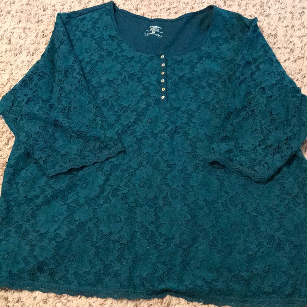 Dress Barn teal 3/4 length blouse